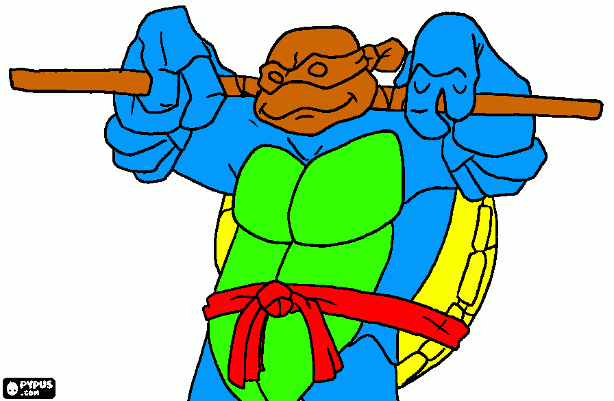 Donatello, the weapon of this ninja turtle  coloring page