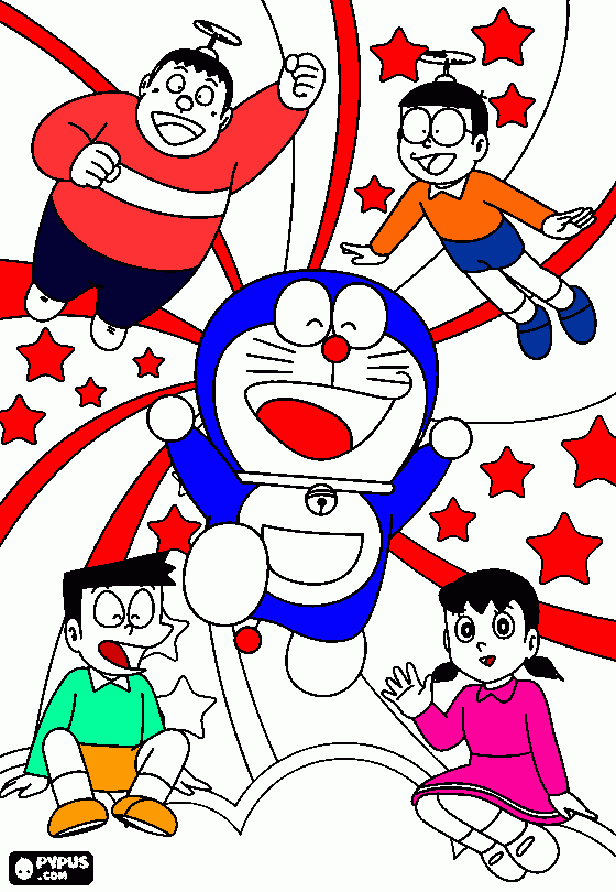 doramon friends coloring page