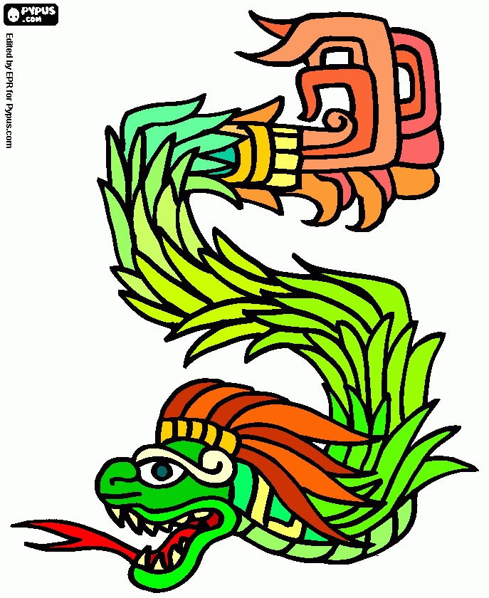 dragon colored in green and red coloring page