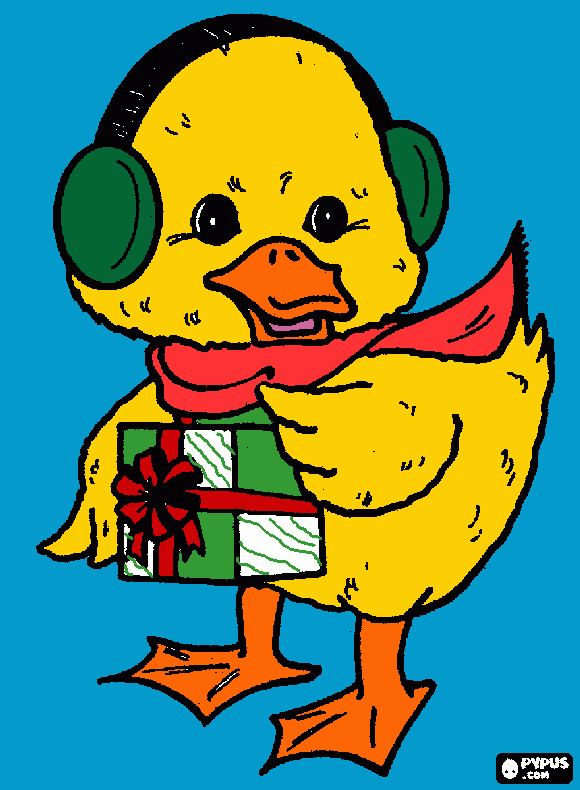 Duck w/ muffs coloring page