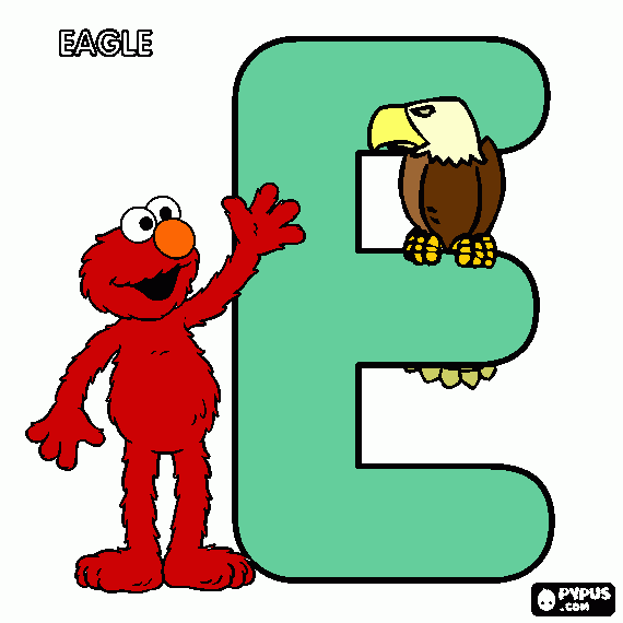 E - Elmo Eagle coloring page