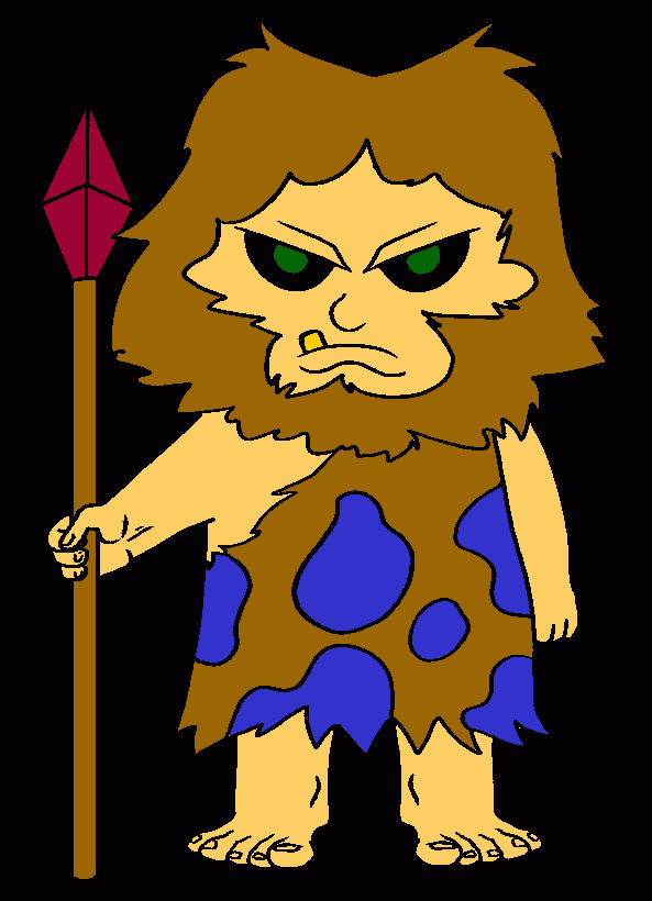 Evil caveman coloring page