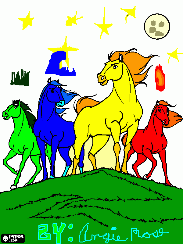 field,breeze,star and flame coloring page