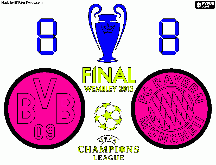 Final UEFA Champions League 2012-2013. Wembley Stadium coloring page