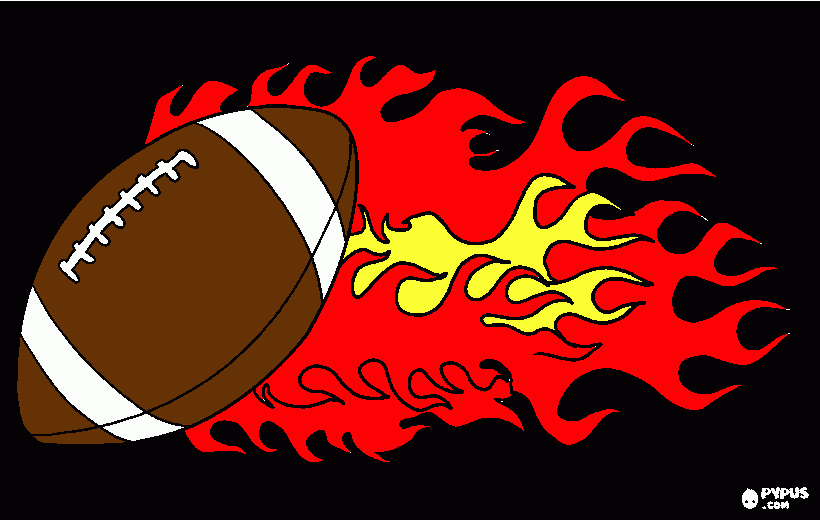 Football with flames coloring page