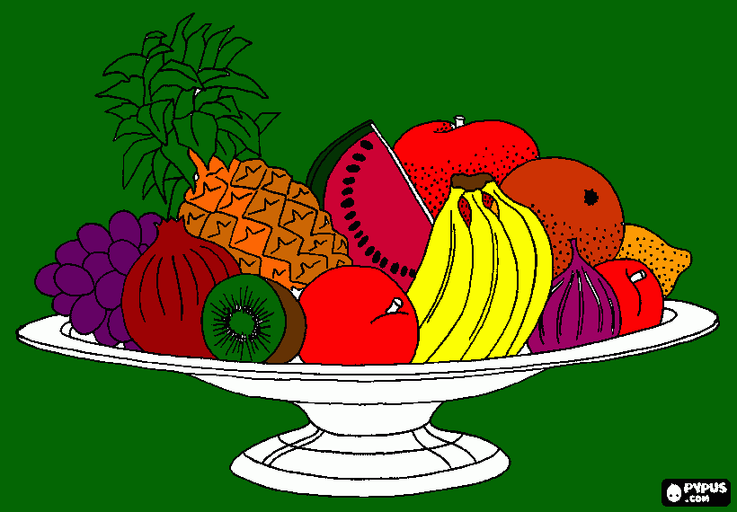 Fruit bowl coloring page