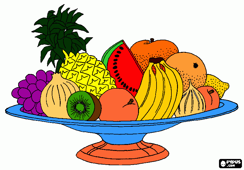 fruits in a bowl coloring page