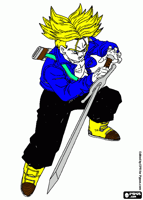 future trucks super saiyan with sword coloring page