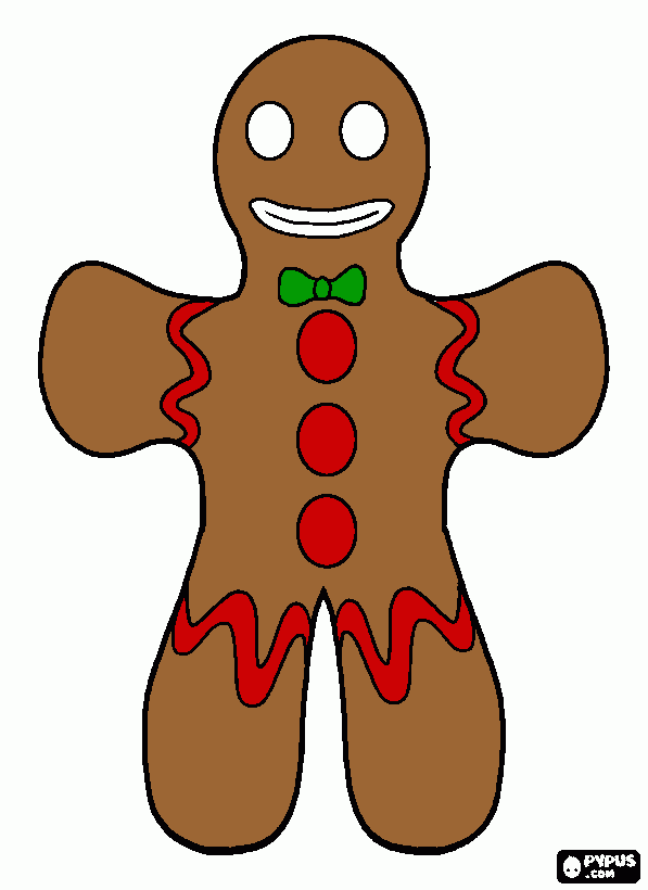 Gingerbread man Cookie for your door coloring page