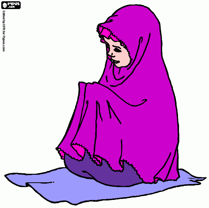 girl making dua coloring page