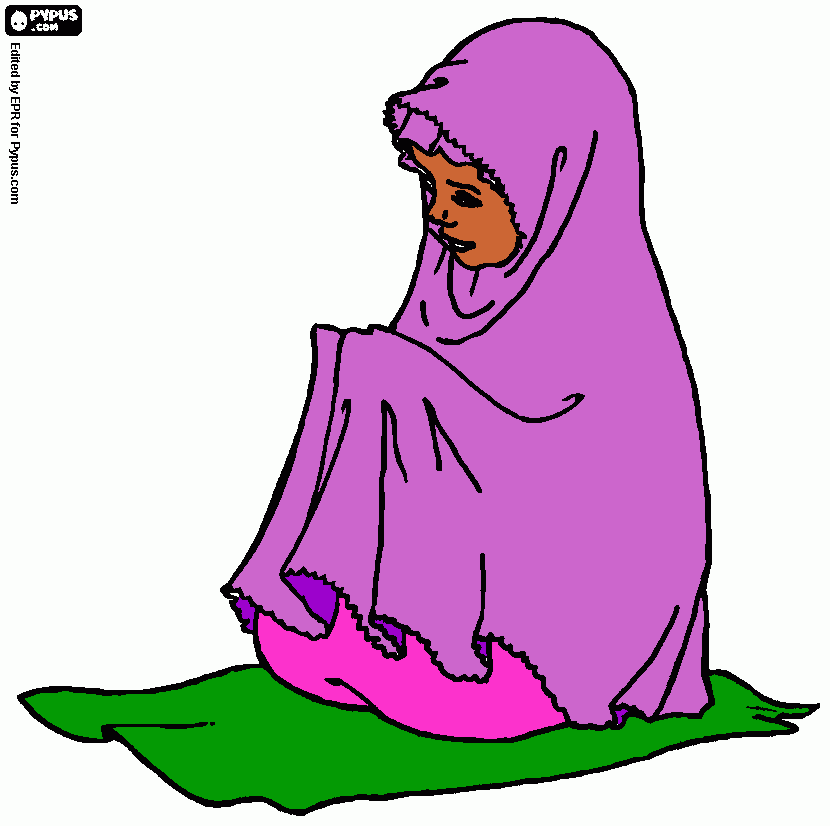 girl prayig coloring page