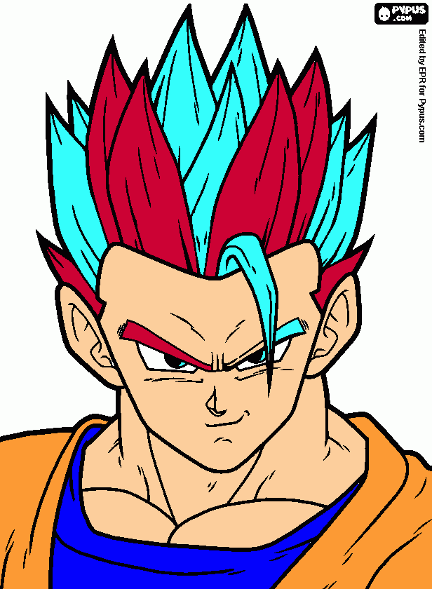 gohaun new form SSJBLUEGOD coloring page