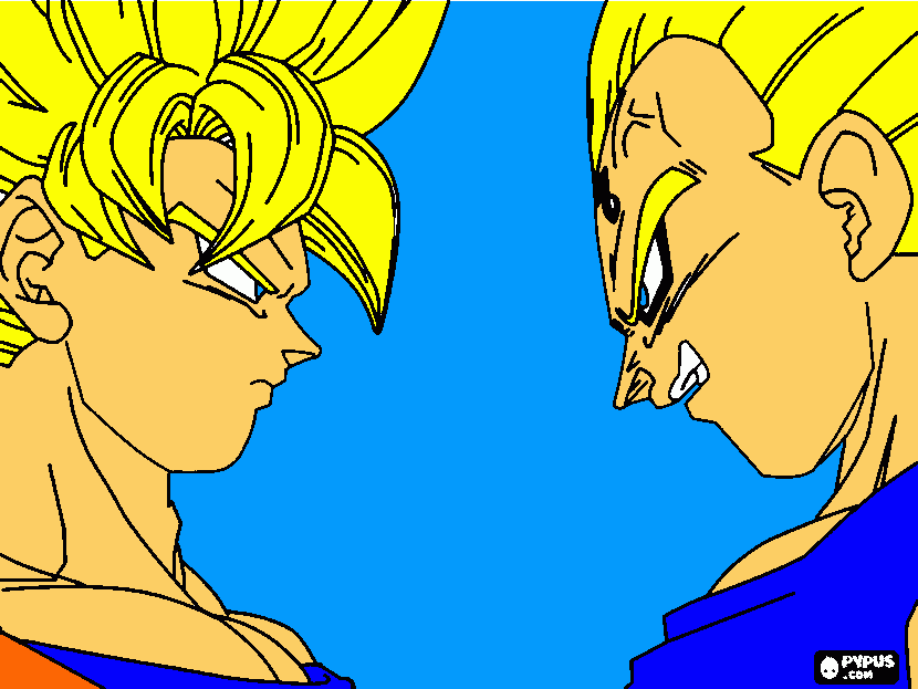 goku and vegeta, face to face/dragon ball z coloring page