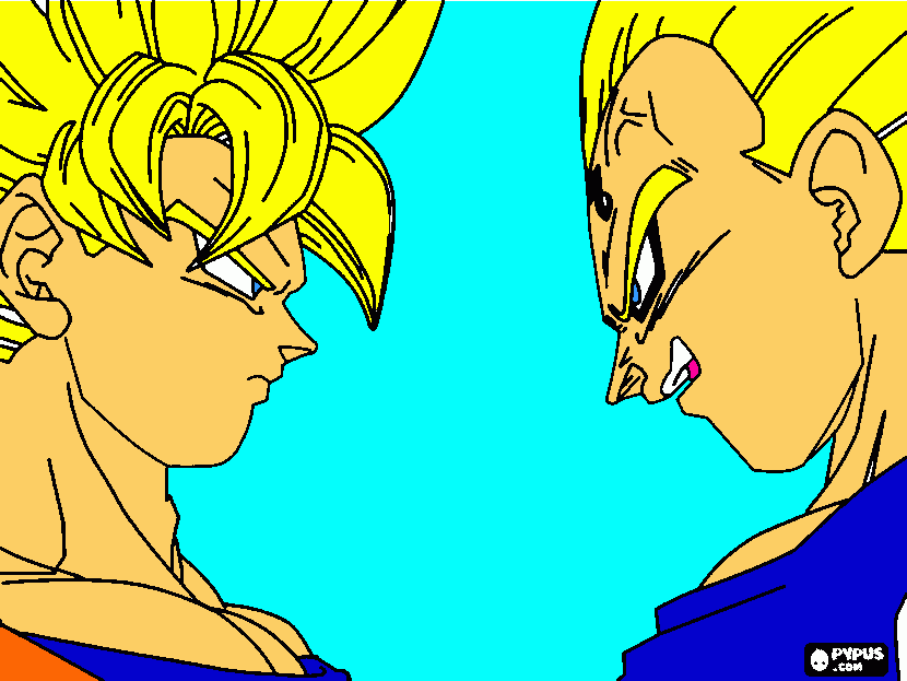 goku super saiyan 2 vs majin vegeta 2 coloring page