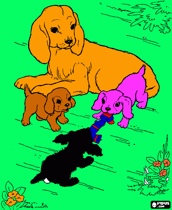 Grandmas new dogs coloring page