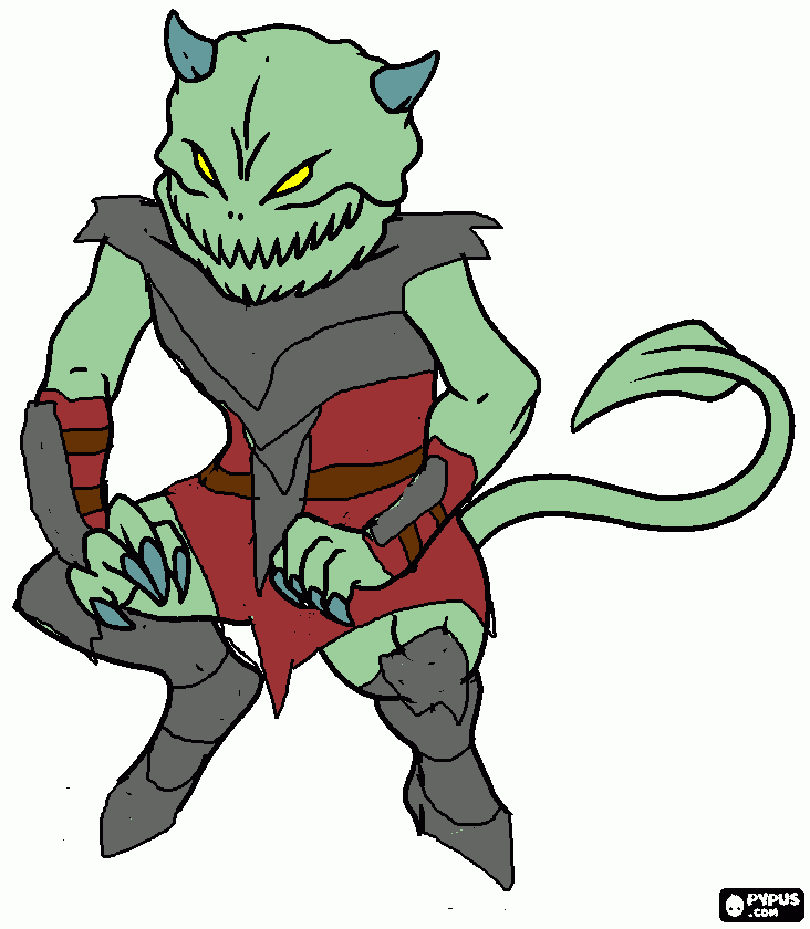 green demon coloring page