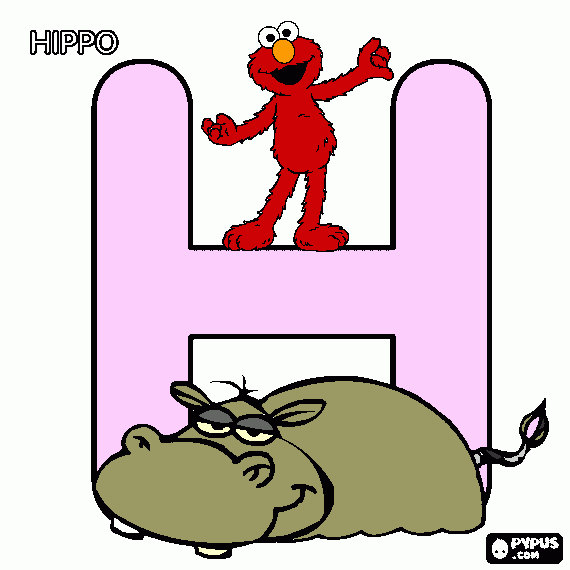 H - elmo hippo coloring page