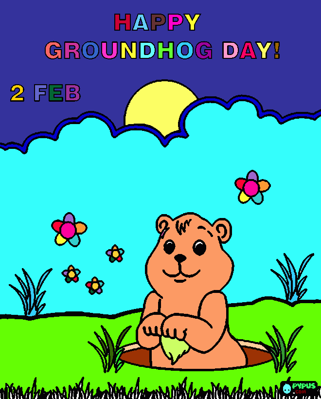 Happy Groundhog day! coloring page