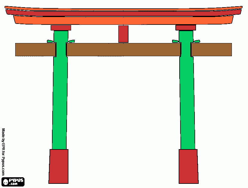 Hello shinto shrine coloring page