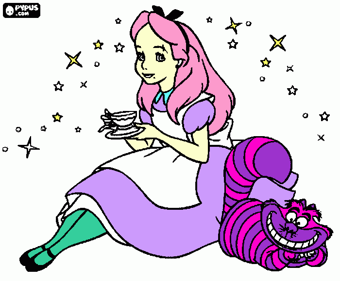 hipster alice coloring page