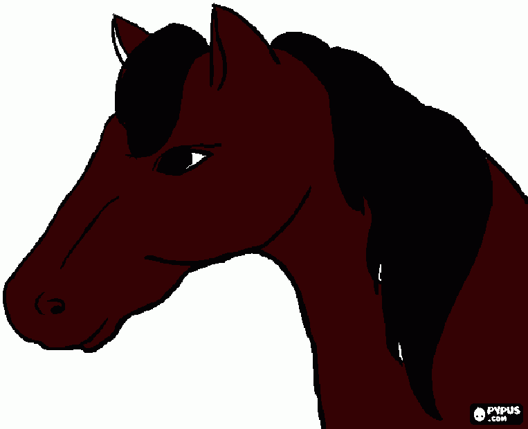 horse brown black coloring page