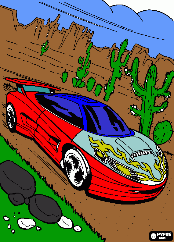 hot wheel 3 coloring page