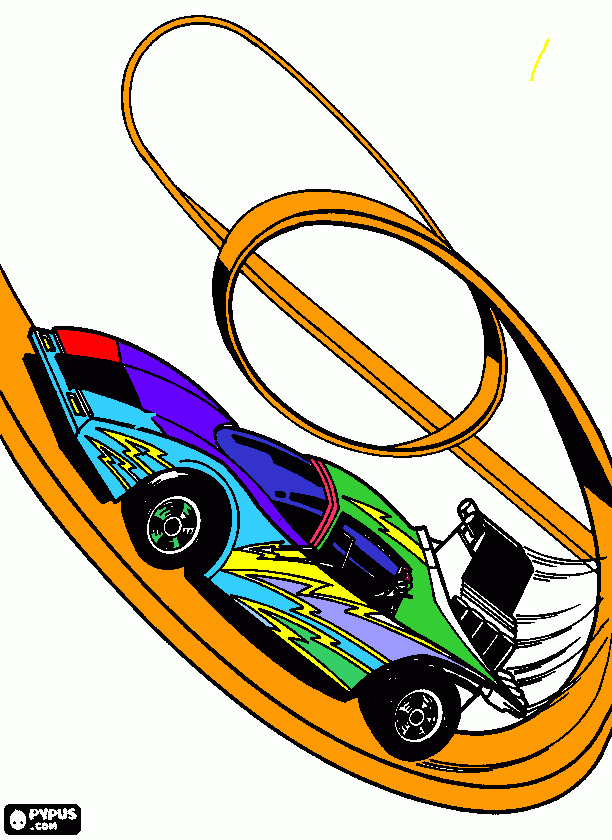 hot wheel racing car looping circuit coloring page coloring page