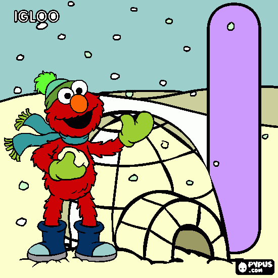 I - elmo igloo coloring page