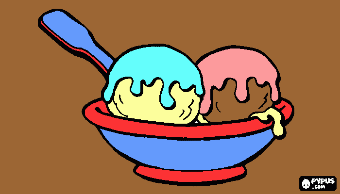 icecream in a bowl coloring page