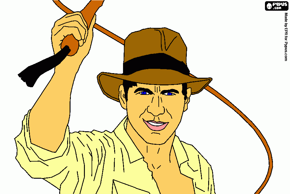 indiana jones con el látigo coloring page