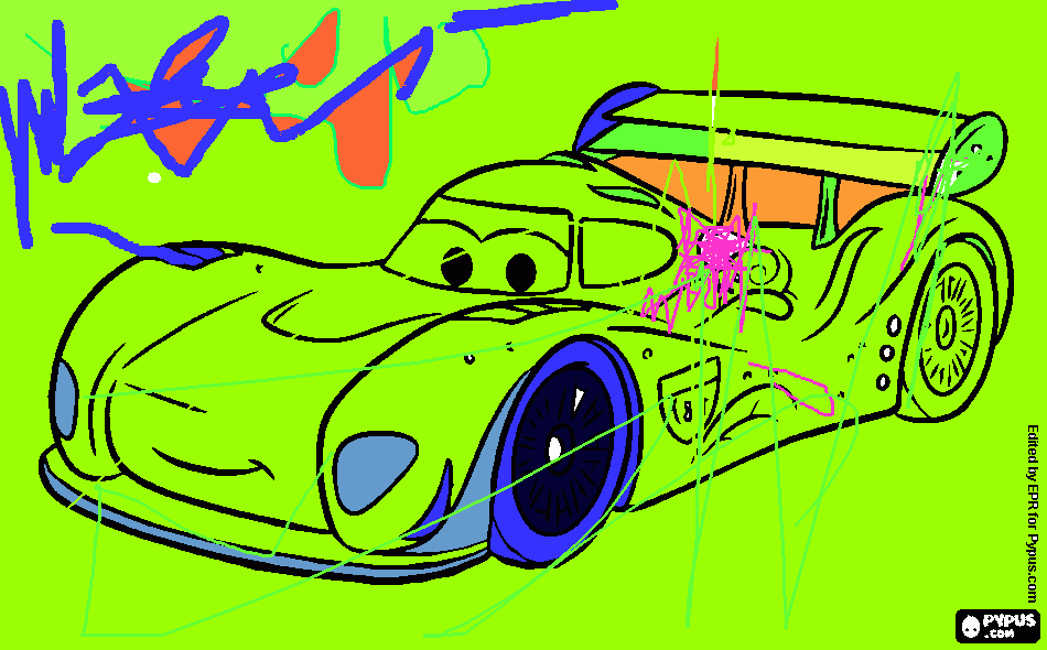 Kades race car coloring page