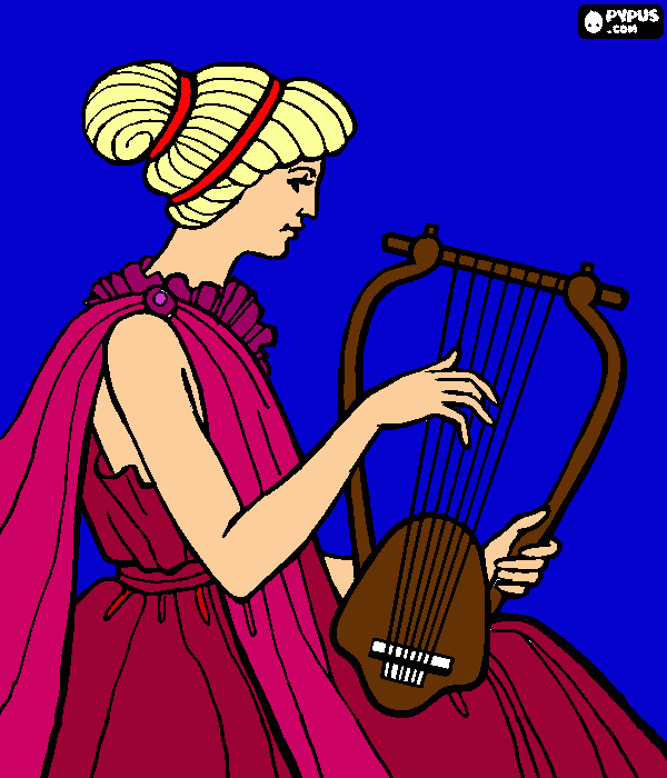 lady playing instrument coloring page