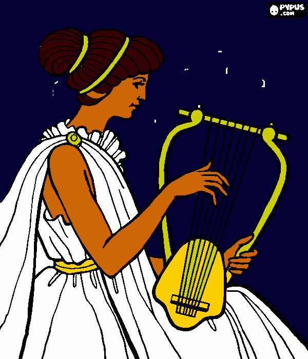 lady with a harp coloring page