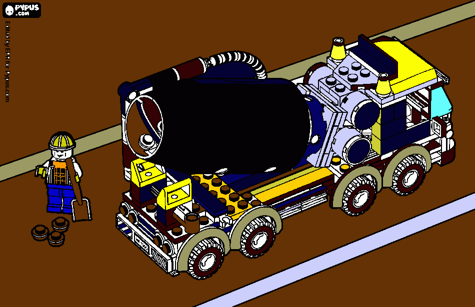 lego cement truck coloring page