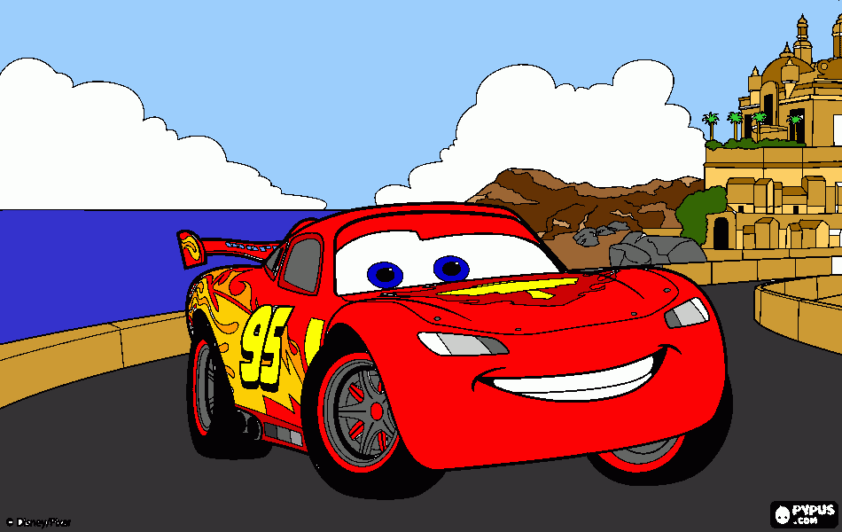 Lightning McQueen in Italy coloring page