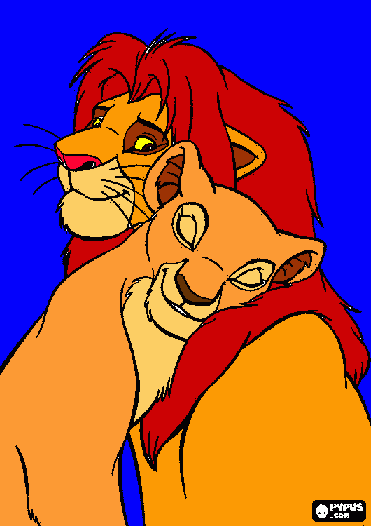 Lion king: Simba and nala coloring page