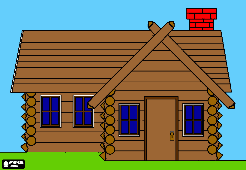 log cabin coloring page