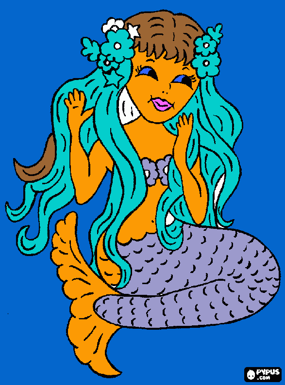 Look   An orange mermaid! coloring page