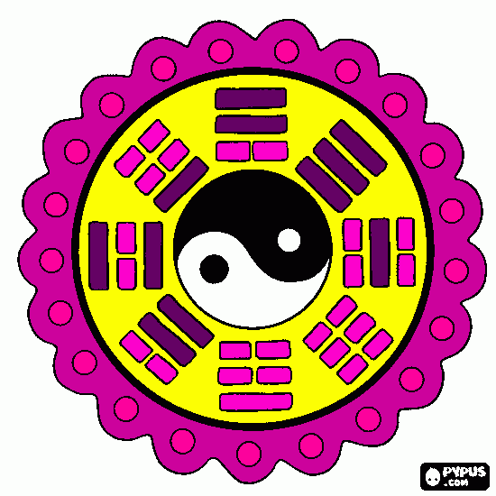 Mandala Ying Yang coloring page