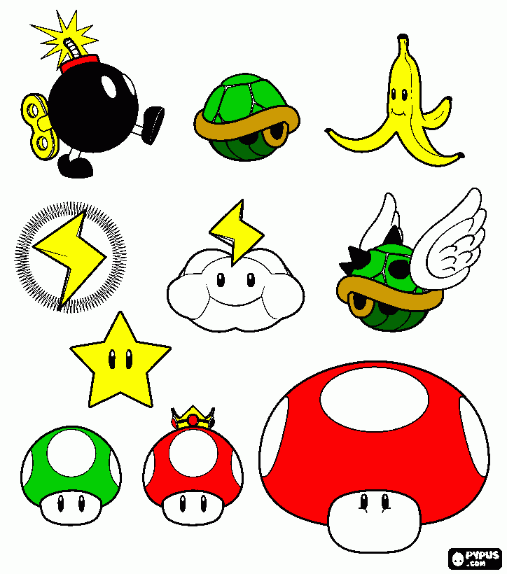 mario / mushroom coloring page