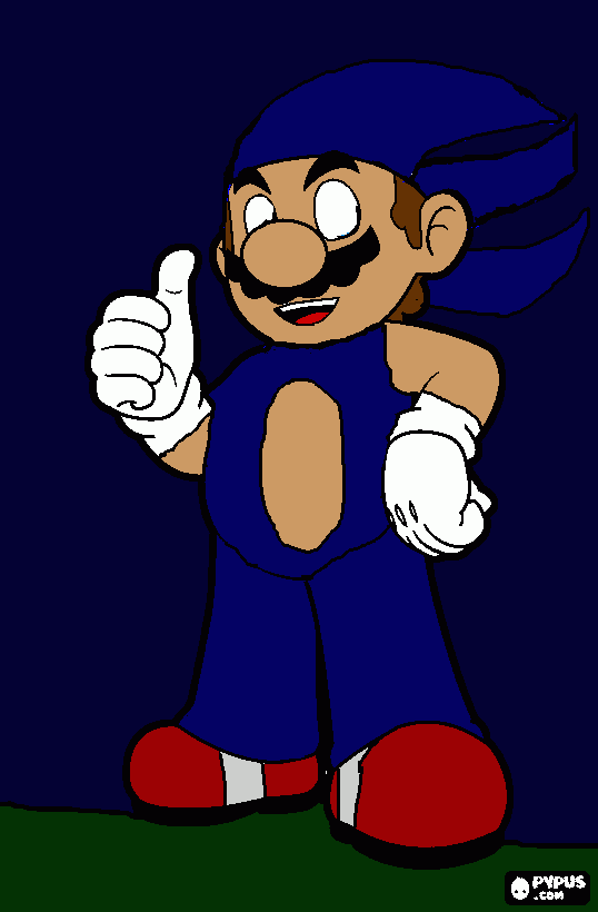 mario with dark sonic power-up coloring page