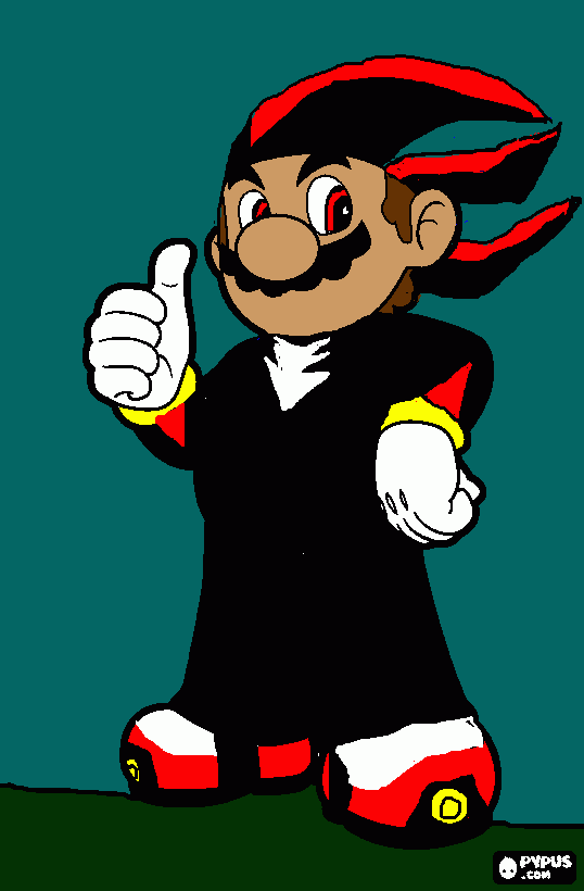 mario with shadow power-up coloring page
