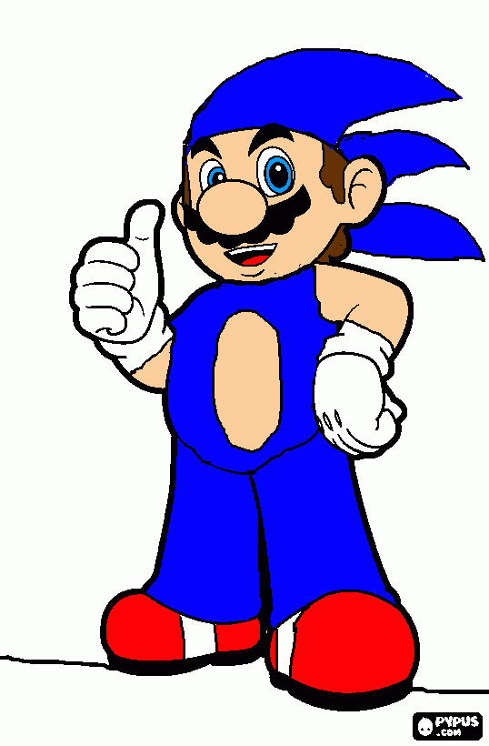 mario with sonic power-up coloring page
