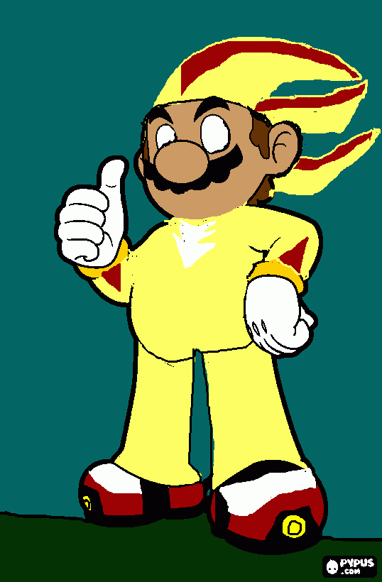 mario with super shadow power-up coloring page