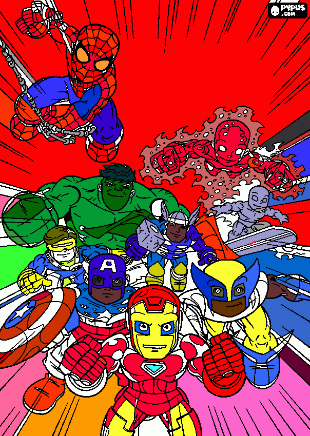 marvel heros coloring page