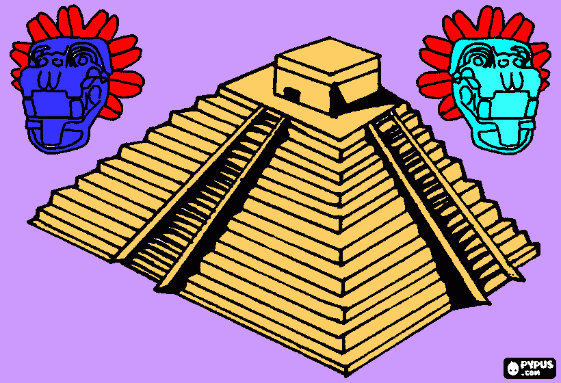 mayan tempal coloring page