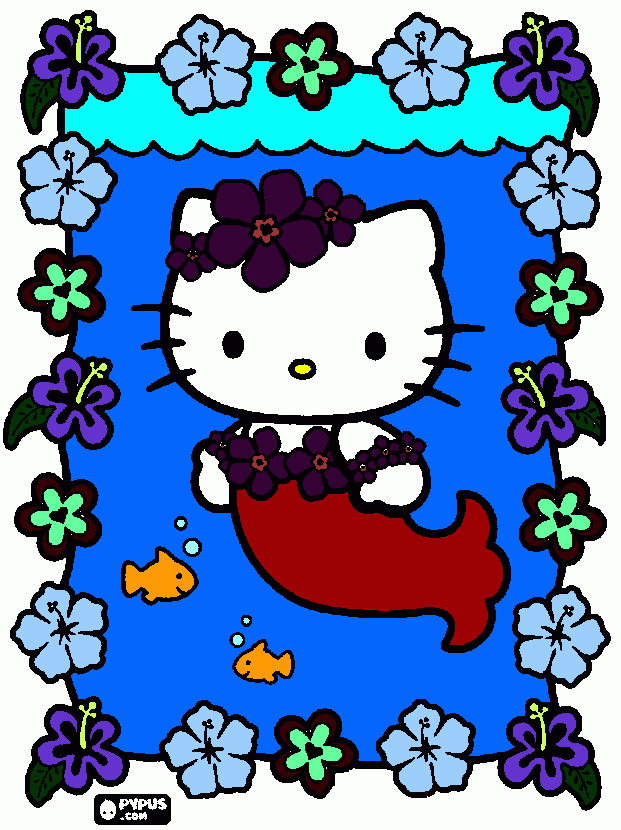 mermaid hello kitty coloring page