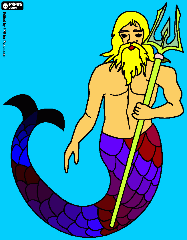 merman in the sea coloring page