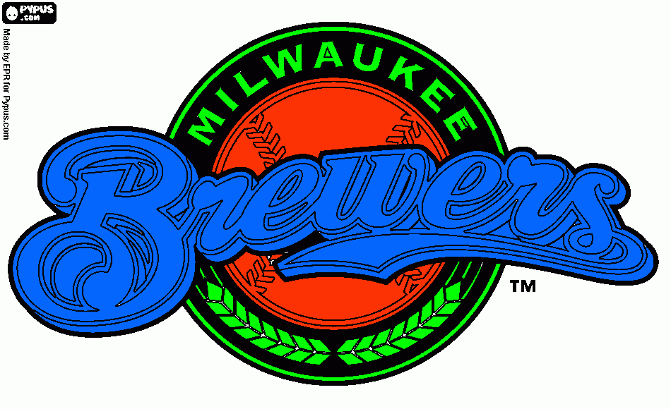 Milwaukee Brewers logo, baseball team coloring page