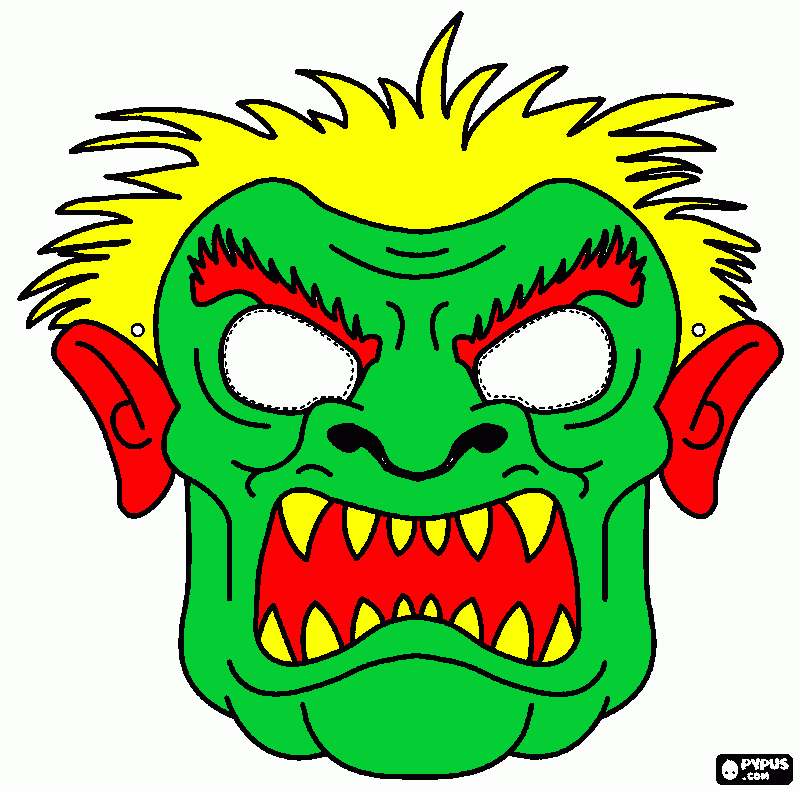 monster mask coloring page